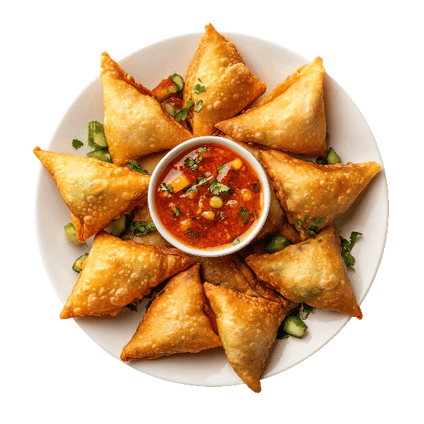 indian fried snacks, potato and peas turnovers mixed with spices